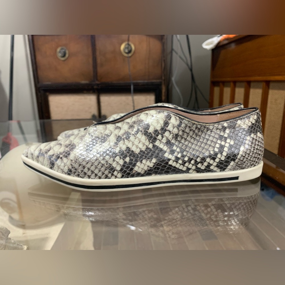 snakeskin print leather flats